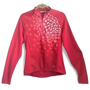 Sugoi Women Cycling Shirt Large Red/Pink Back Pockets Quarter Zip